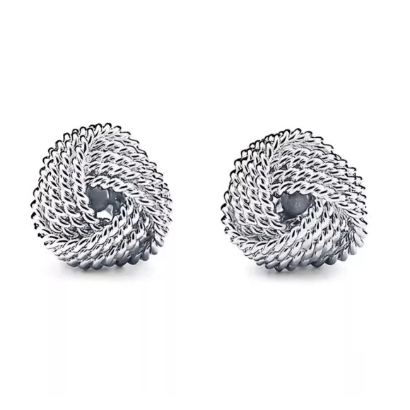 Authentic Tiffany & Co. Sterling Silver 925 Twist Love Somerset Knot Earrings - Picture 4 of 9